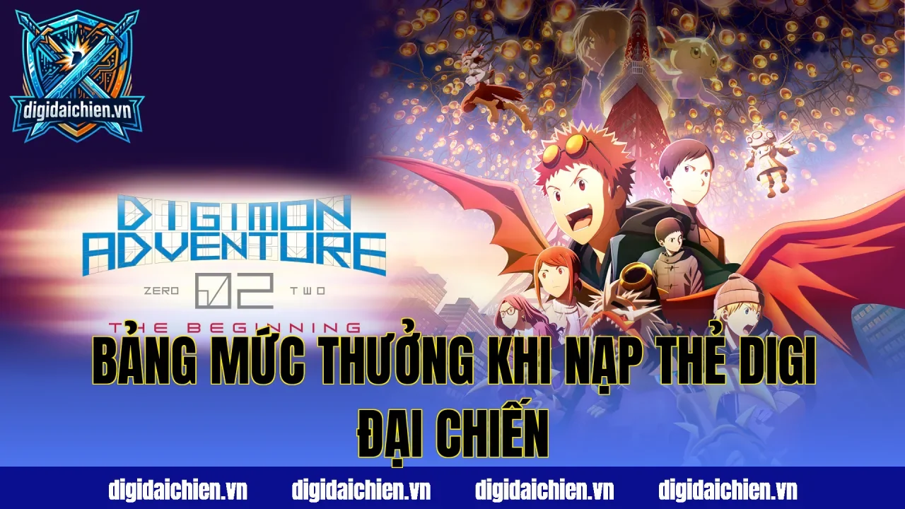 Bảng mức thưởng khi nạp thẻ Digi Đại Chiến