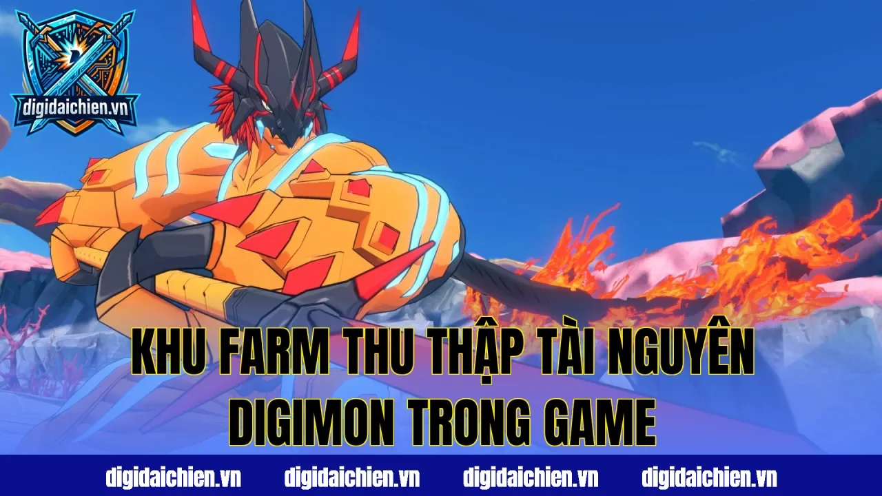 Khu farm thu thập tài nguyên Digimon trong game